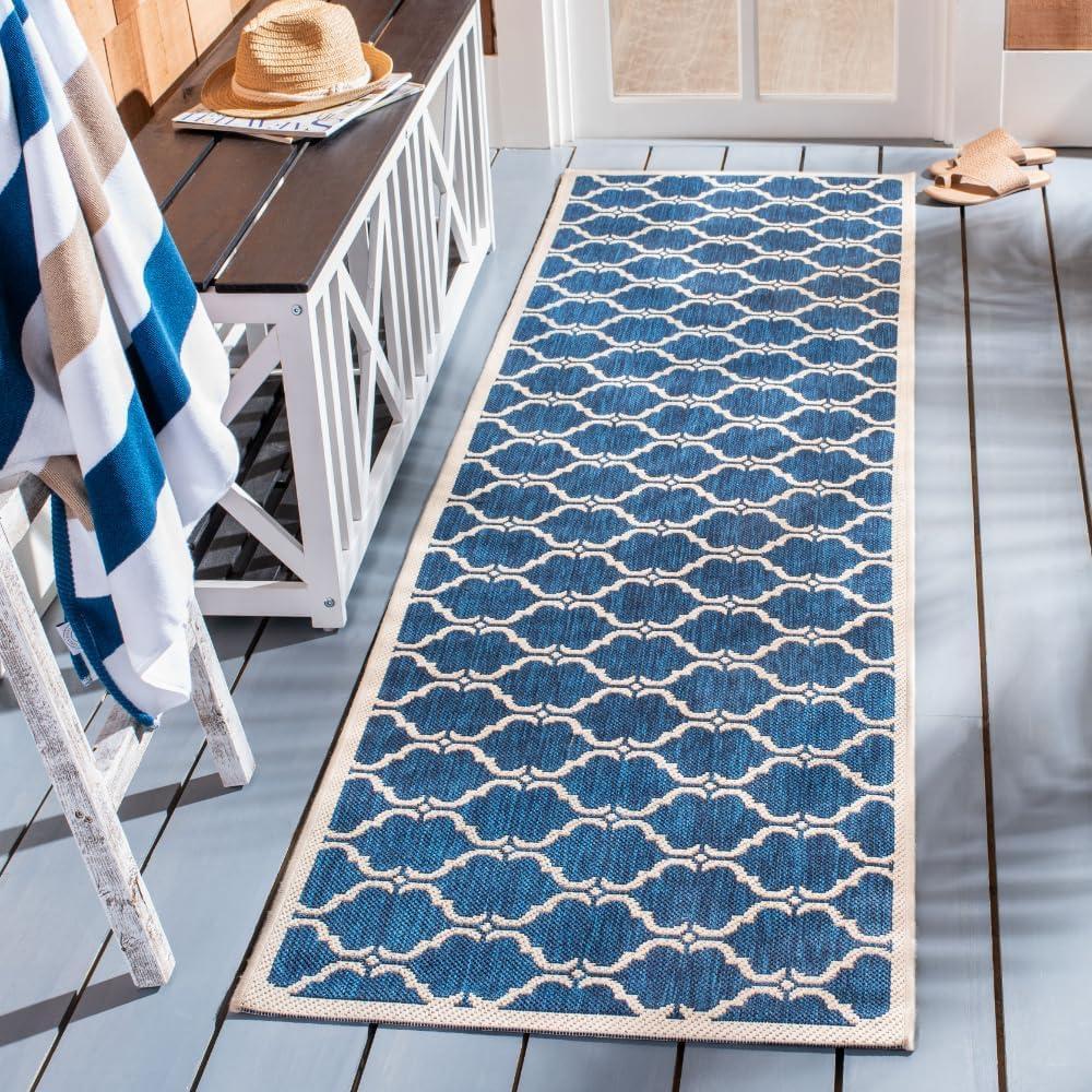 image:imageSAFAVIEH Courtyard Collection 8 x 11 NavyBeige CY6009 Trellis Indoor Outdoor Waterproof EasyCleaning Patio Backyard Mudroom AreaRugNavyBeige