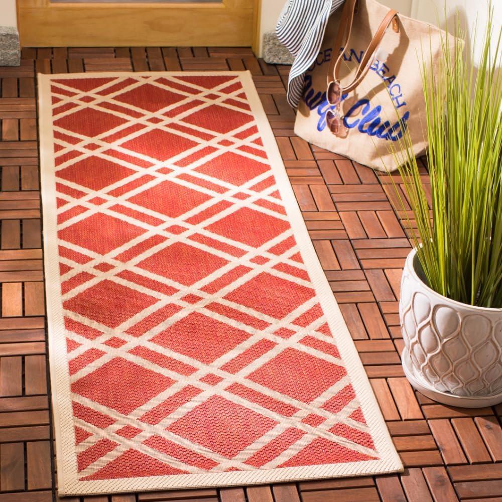 image:imageSAFAVIEH Courtyard Collection 8 x 11 NavyBeige CY6923 Trellis Indoor Outdoor Waterproof EasyCleaning Patio Backyard Mudroom AreaRugRedBone
