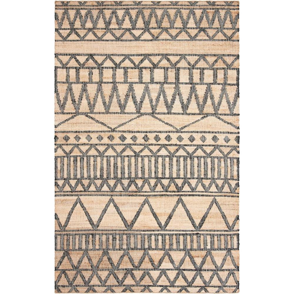 image:imageSAFAVIEH Kilim Collection Area Rug 5 x 8 Blue amp Beige Handmade Moroccan Boho Jute amp Cotton Ideal for High Traffic Areas in Living Room Bedroom KLM752HNaturalCharcoal