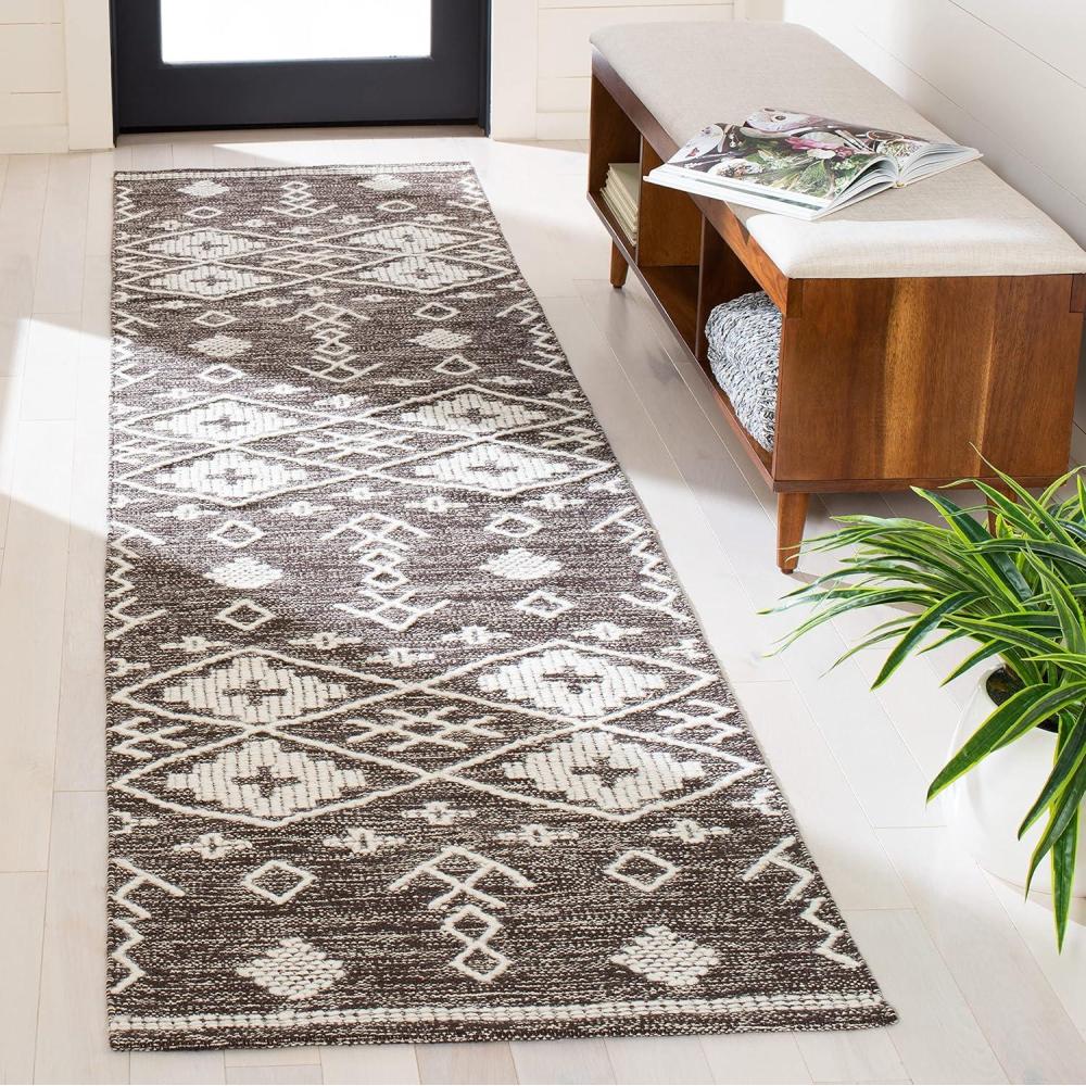 image:imageSAFAVIEH Kilim Collection Area Rug 5 x 8 Grey amp Ivory Handmade Moroccan Boho Rustic Cotton Ideal for High Traffic Areas in Living Room Bedroom KLM851FBrownIvory