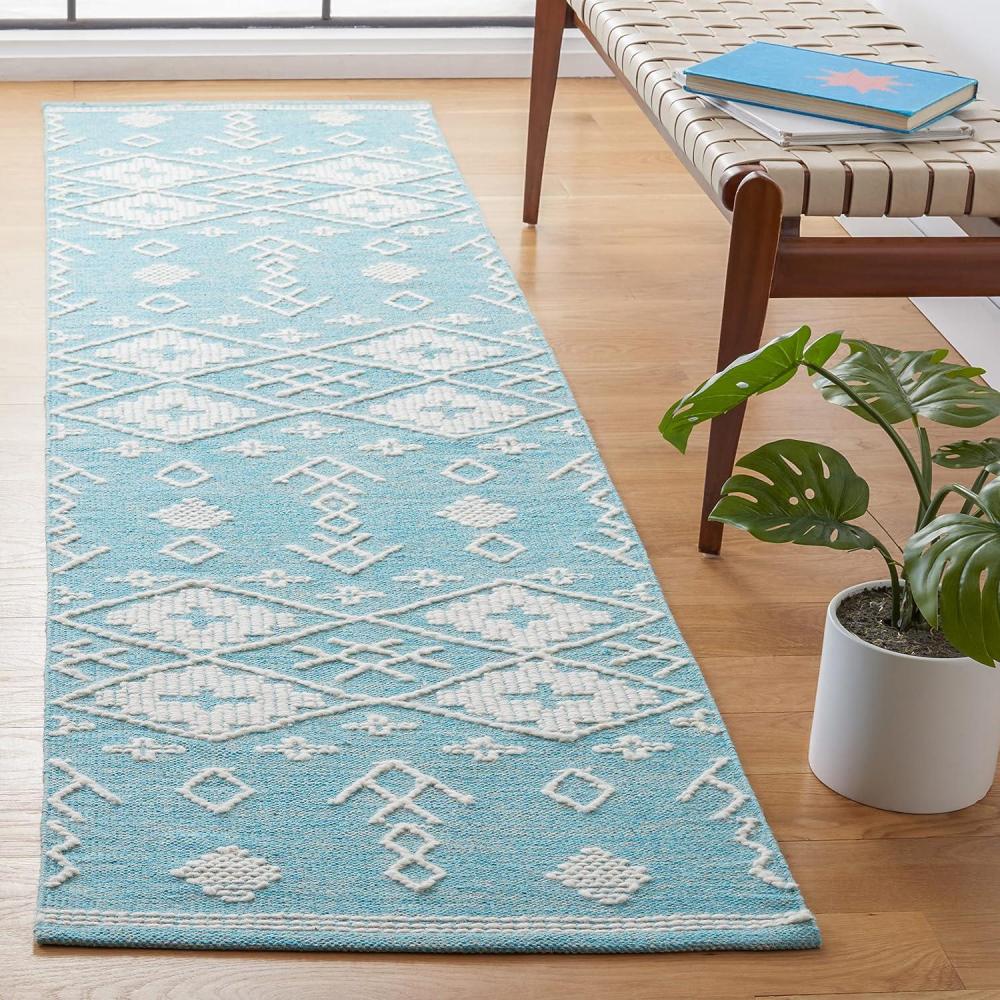 image:imageSAFAVIEH Kilim Collection Area Rug 5 x 8 Grey amp Ivory Handmade Moroccan Boho Rustic Cotton Ideal for High Traffic Areas in Living Room Bedroom KLM851FTealIvory