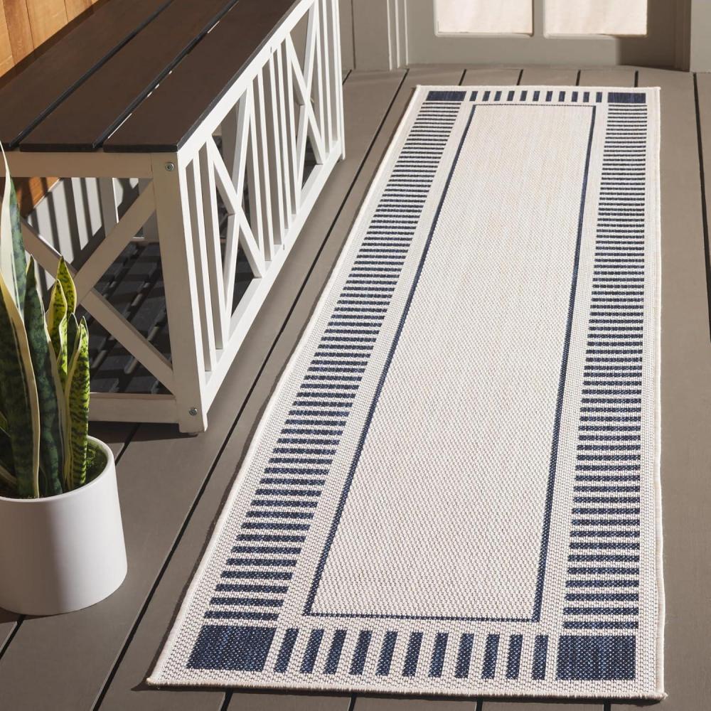 image:imageSAFAVIEH Outdoor Area Rug 8x10 Beach House Collection Large Coastal Design Ivory amp Navy Weather Resistant NonShedding amp Easy Cleaning Ideal for Patio Backyard Deck Dining Space BHS420NIvoryNavy
