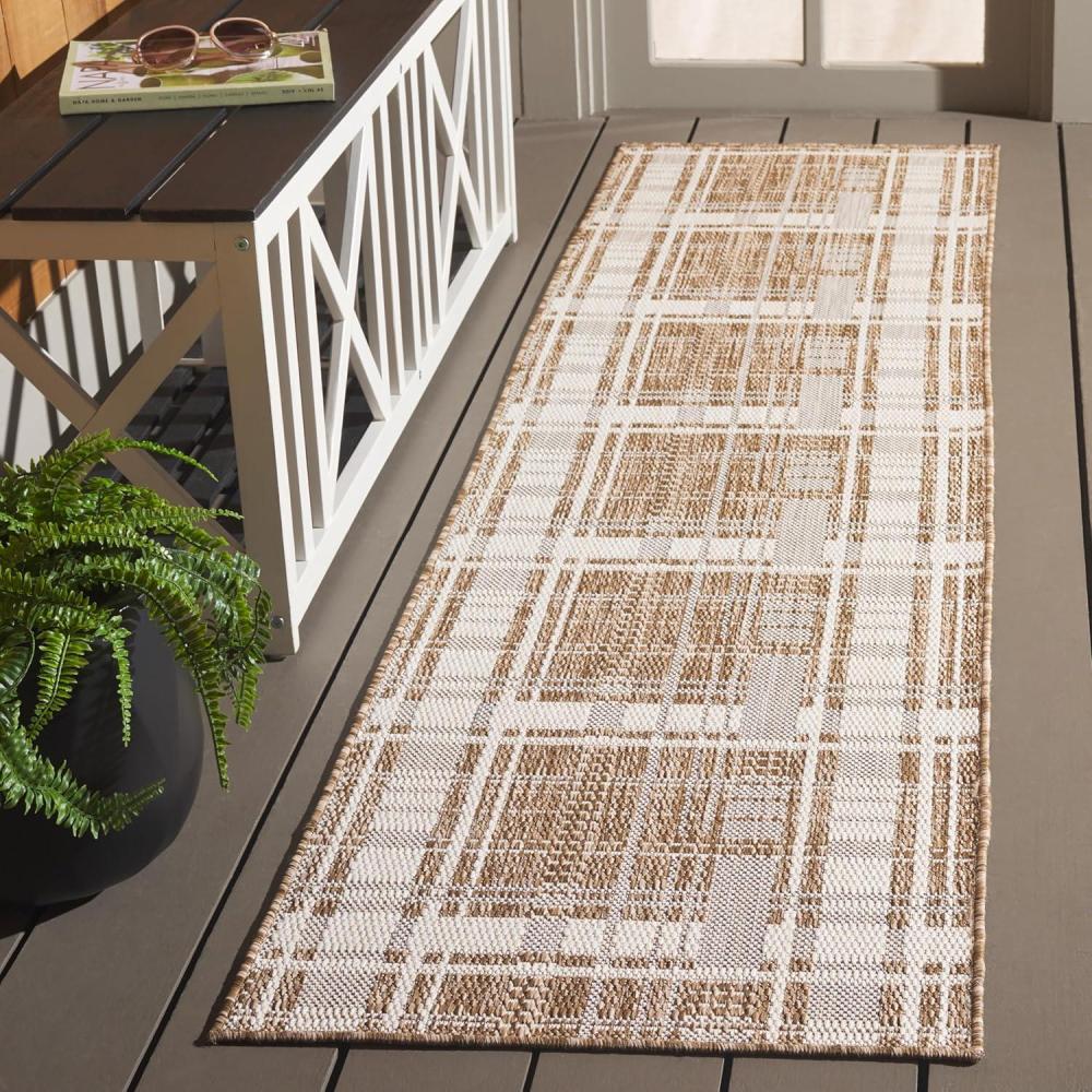 image:imageSAFAVIEH Outdoor Area Rug 8x10 Beach House Collection Large Modern Design Grey amp Ivory Weather Resistant NonShedding amp Easy Cleaning Ideal for Patio Backyard Deck Dining Space BHS412FBrownIvory
