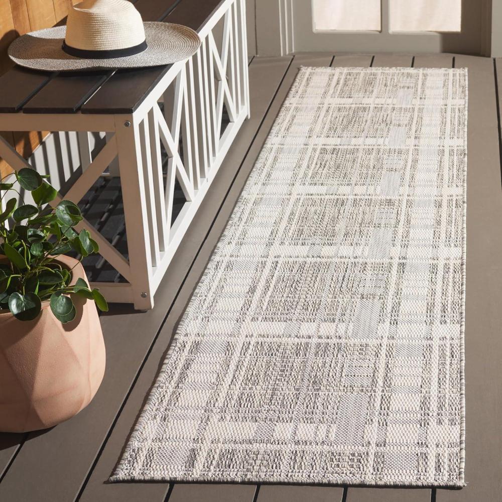 image:imageSAFAVIEH Outdoor Area Rug 8x10 Beach House Collection Large Modern Design Grey amp Ivory Weather Resistant NonShedding amp Easy Cleaning Ideal for Patio Backyard Deck Dining Space BHS412FGreyIvory