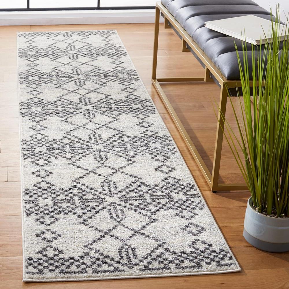 image:imageSAFAVIEH Tulum Collection Area Rug 55 x 77 Dark Grey amp Ivory Moroccan Boho Tribal Design NonShedding amp Easy to Clean Ideal for Living Room Bedroom Dining Space TUL634FDark GreyIvory