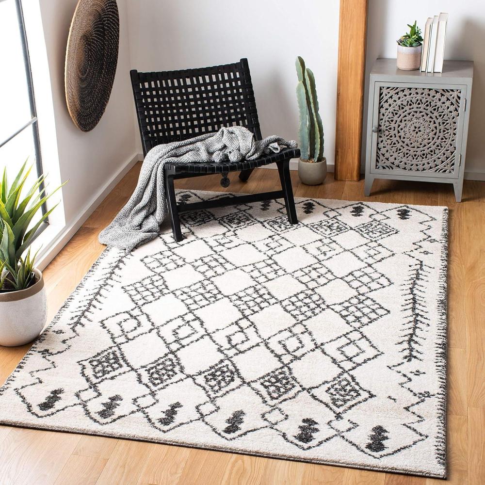 image:imageSAFAVIEH Tunisia Collection Area Rug 53 x 77 Aqua amp Ivory Moroccan Tribal Design NonShedding amp Easy Care Ideal for High Traffic Areas in Living Room Bedroom TUN736JIvoryBlack