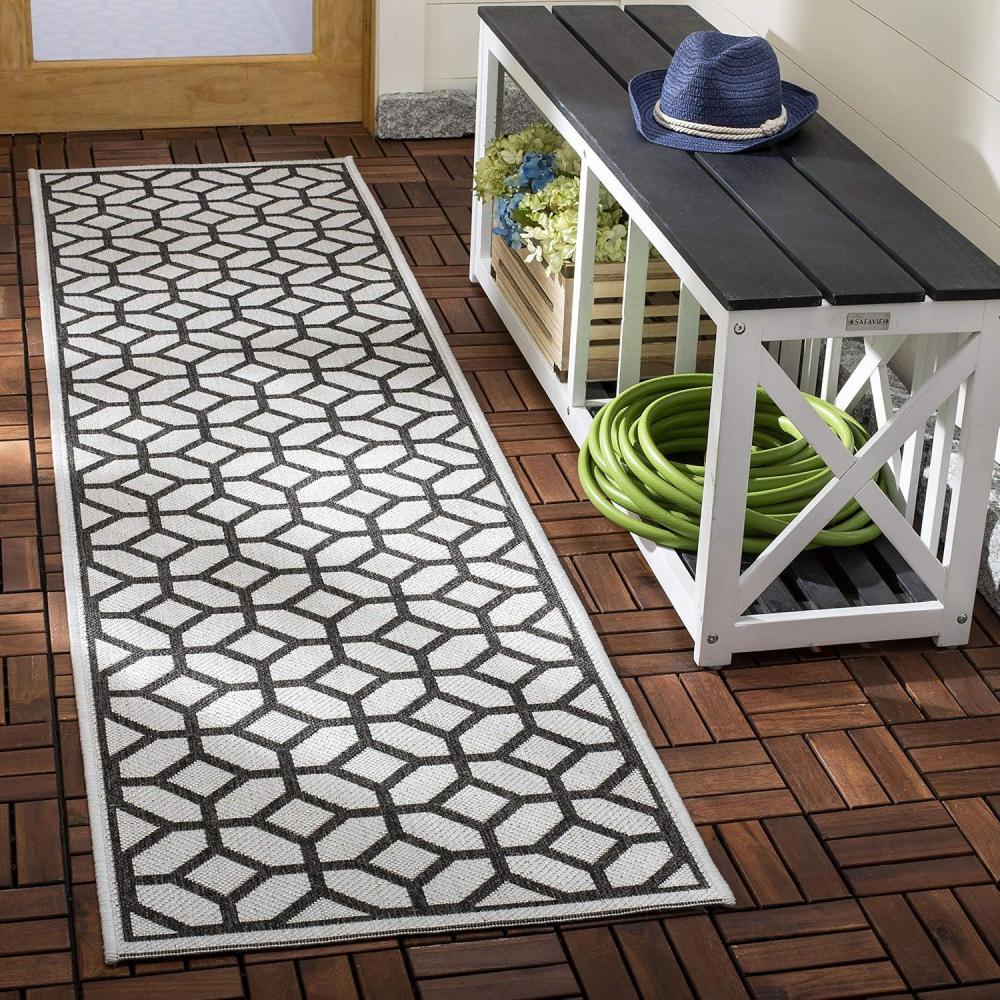 image:imageSAFAVIEH Washable Rug Outdoor Beach House Collection 8 x 10 Beige amp Cream NonShedding amp Easy to Clean Ideal for Patio Backyard Mudroom BHS127DLight GreyCharcoal