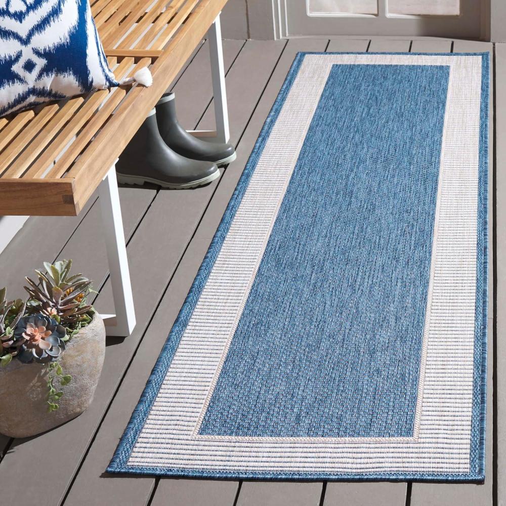 image:imageSAFAVIEH Washable Rug Outdoor Beach House Collection 8 x 10 Blue amp Ivory NonShedding amp Easy to Clean Ideal for Patio Backyard Mudroom BHS286MBlueIvory