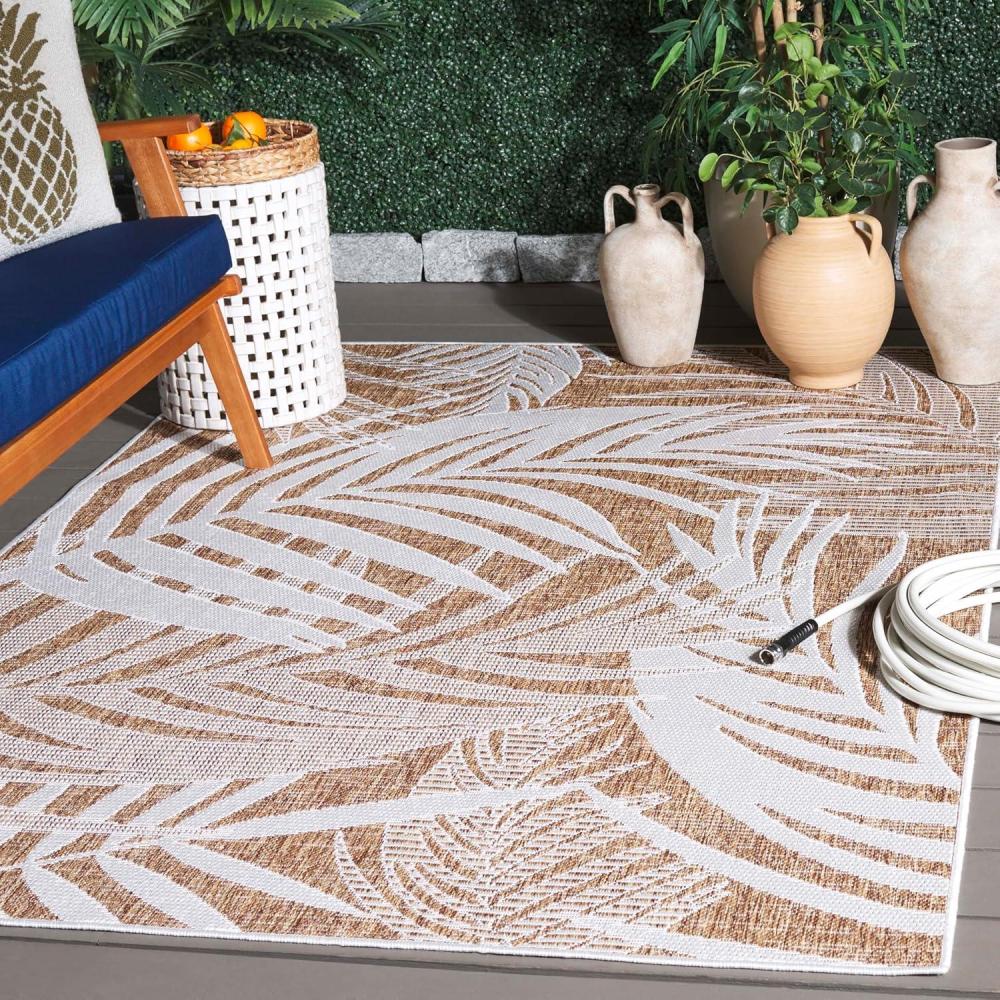 image:imageSAFAVIEH Washable Rug Outdoor Beach House Collection 8 x 10 Blue amp Ivory NonShedding amp Easy to Clean Ideal for Patio Backyard Mudroom BHS294MBrownIvory