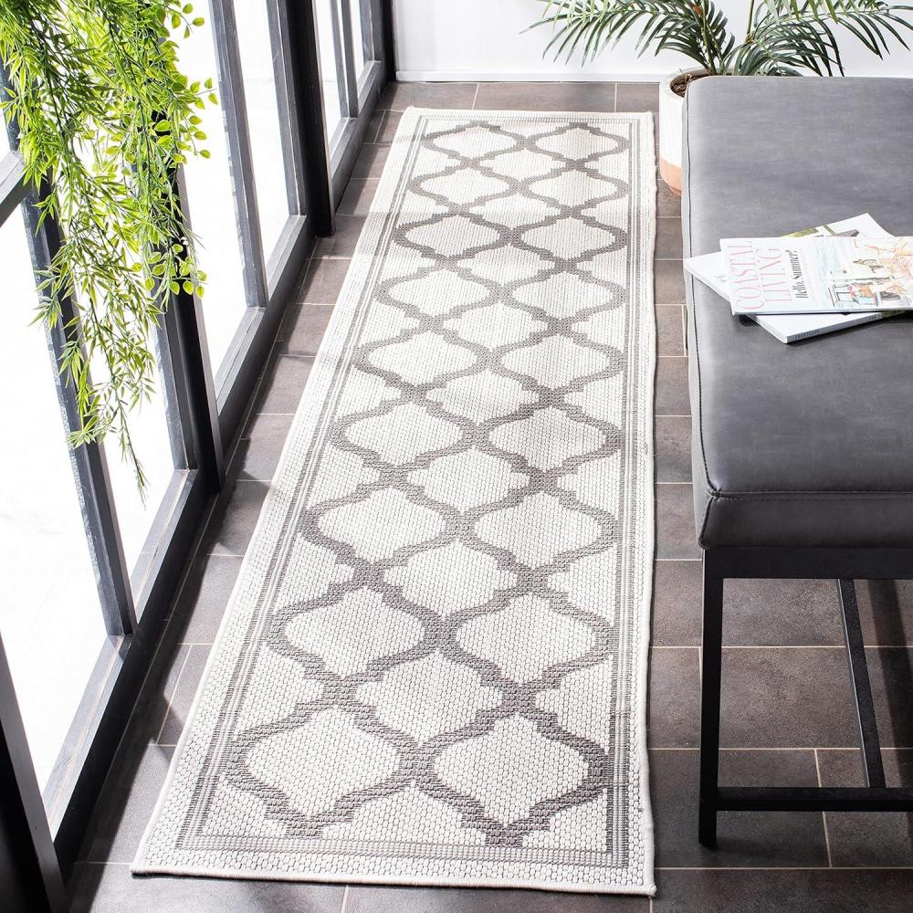 image:imageSAFAVIEH Washable Rug Outdoor Bermuda Collection 8 x 10 Ivory amp Charcoal NonShedding amp Easy to Clean Ideal for Patio Backyard Mudroom BMU810AIvoryGrey
