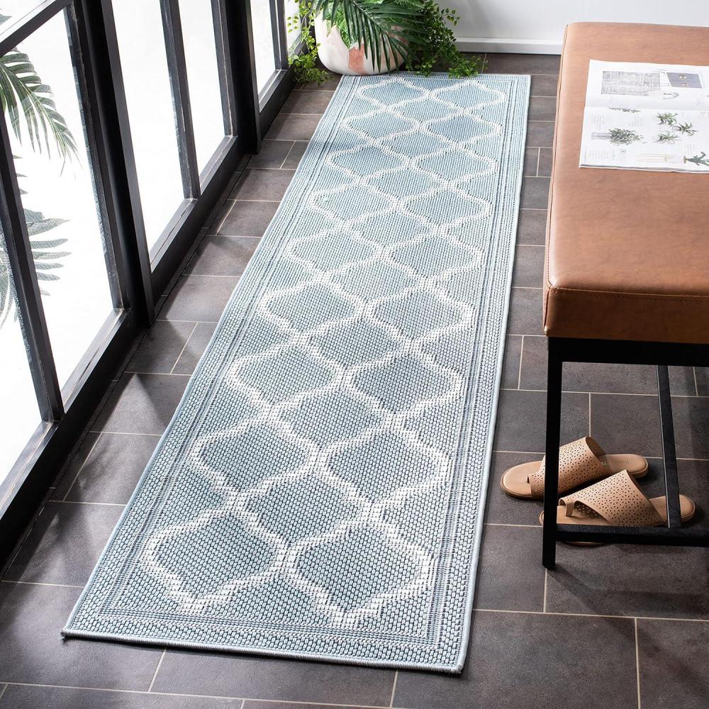 image:imageSAFAVIEH Washable Rug Outdoor Bermuda Collection 8 x 10 Ivory amp Charcoal NonShedding amp Easy to Clean Ideal for Patio Backyard Mudroom BMU810ALight Blue Ivory