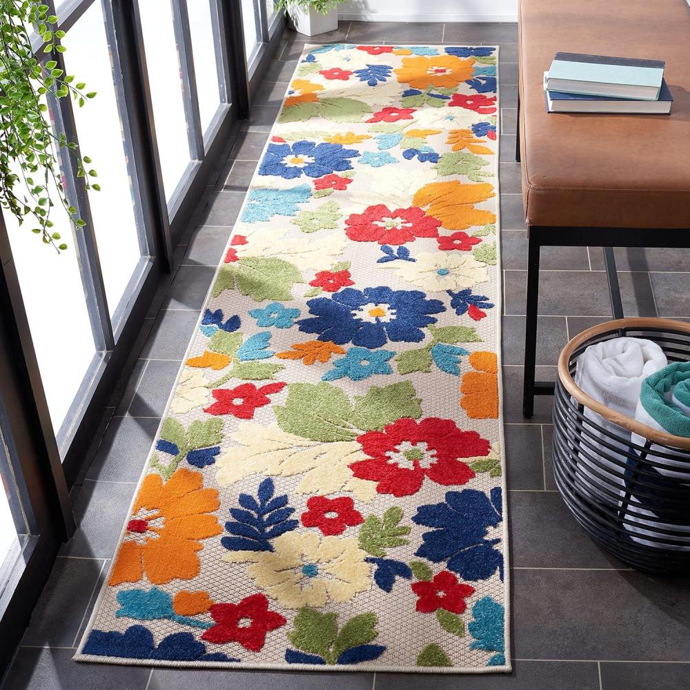 image:imageSAFAVIEH Washable Rug Outdoor Cabana Collection 45 x 65 Ivory amp Orange NonShedding amp Easy to Clean Ideal for Patio Backyard Mudroom CBN308AIvoryOrange