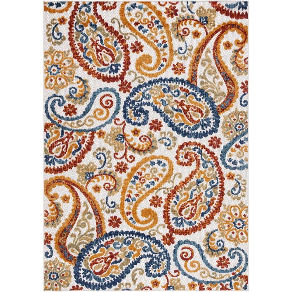 image:imageSAFAVIEH Washable Rug Outdoor Cabana Collection  8 x 10 Cream amp Navy NonShedding amp Easy to Clean Ideal for Patio Backyard Mudroom CBN887ACreamNavy