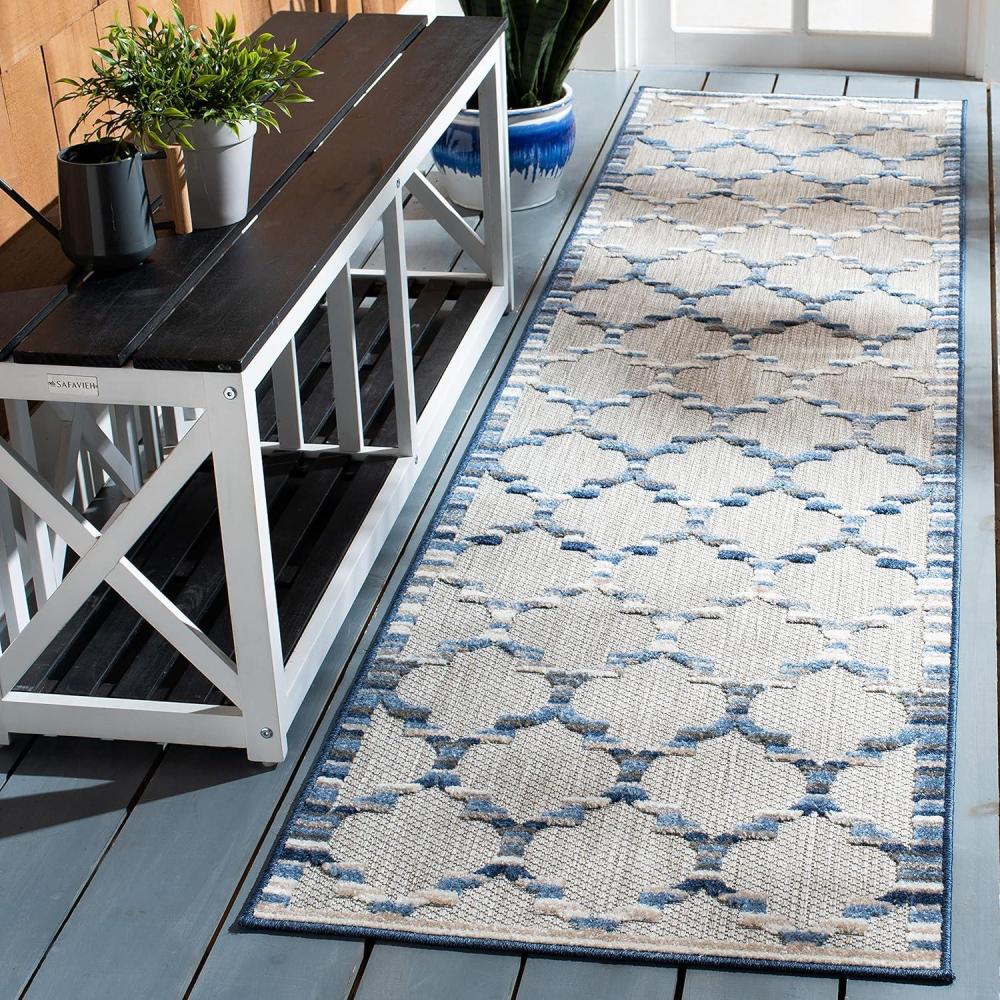 image:imageSAFAVIEH Washable Rug Outdoor Cabana Collection 8 x 10 Grey amp Ivory NonShedding amp Easy to Clean Ideal for Patio Backyard Mudroom CBN333FGreyBlue