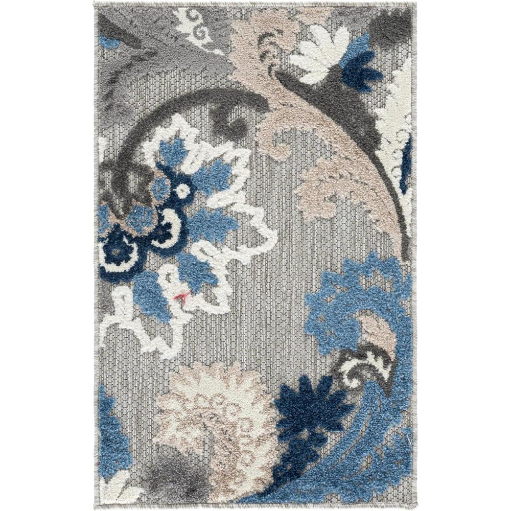 image:imageSAFAVIEH Washable Rug Outdoor Cabana Collection 8 x 10 Ivory amp Blue NonShedding amp Easy to Clean Ideal for Patio Backyard Mudroom CBN305AGreyBlue