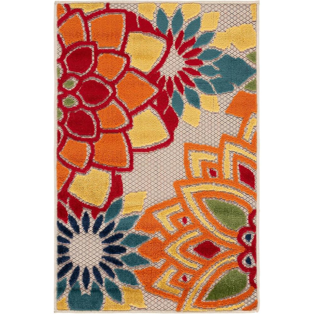 image:imageSAFAVIEH Washable Rug Outdoor Cabana Collection 8 x 10 Ivory amp Orange NonShedding amp Easy to Clean Ideal for Patio Backyard Mudroom CBN328AIvoryOrange