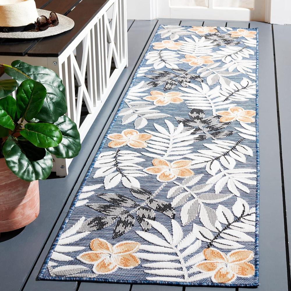 image:imageSAFAVIEH Washable Rug Outdoor Cabana Collection 9 x 12 Blue amp Grey NonShedding amp Easy to Clean Ideal for Patio Backyard Mudroom CBN405MBlueGrey