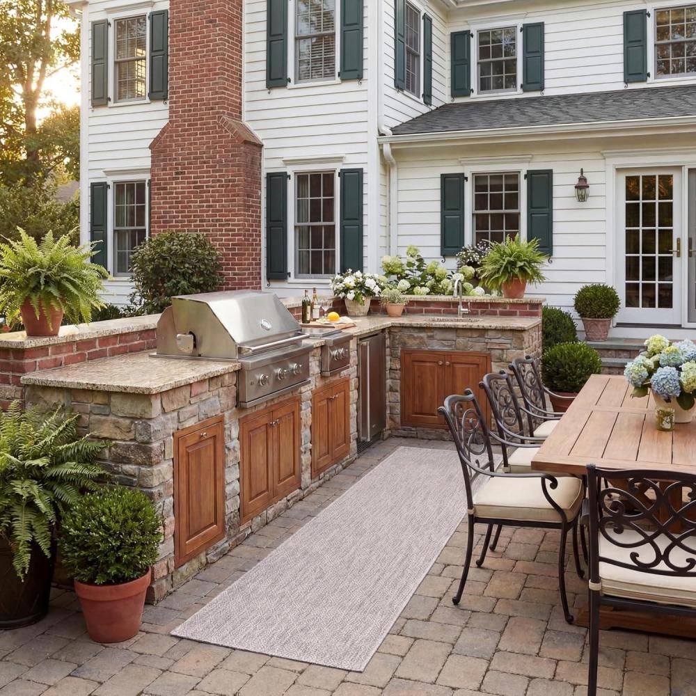image:imageSAFAVIEH Washable Rug Outdoor Courtyard Collection 10 x 14 Grey NonShedding amp Easy Cleaning Ideal for Patio Backyard Mudroom CY852036811Beige
