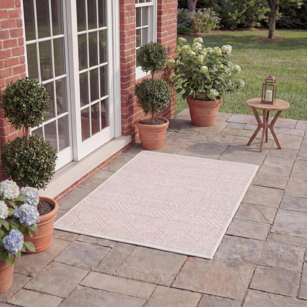 image:imageSAFAVIEH Washable Rug Outdoor Courtyard Collection 53 x 77 Black amp Grey NonShedding amp Easy Cleaning Ideal for Patio Backyard Mudroom CY819637612IvoryPink