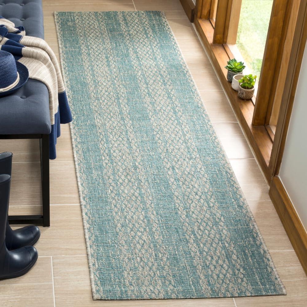 image:imageSAFAVIEH Washable Rug Outdoor Courtyard Collection 8 x 11 Light Grey amp Blue NonShedding amp Easy Cleaning Ideal for Patio Backyard Mudroom CY873636812Light GreyAqua