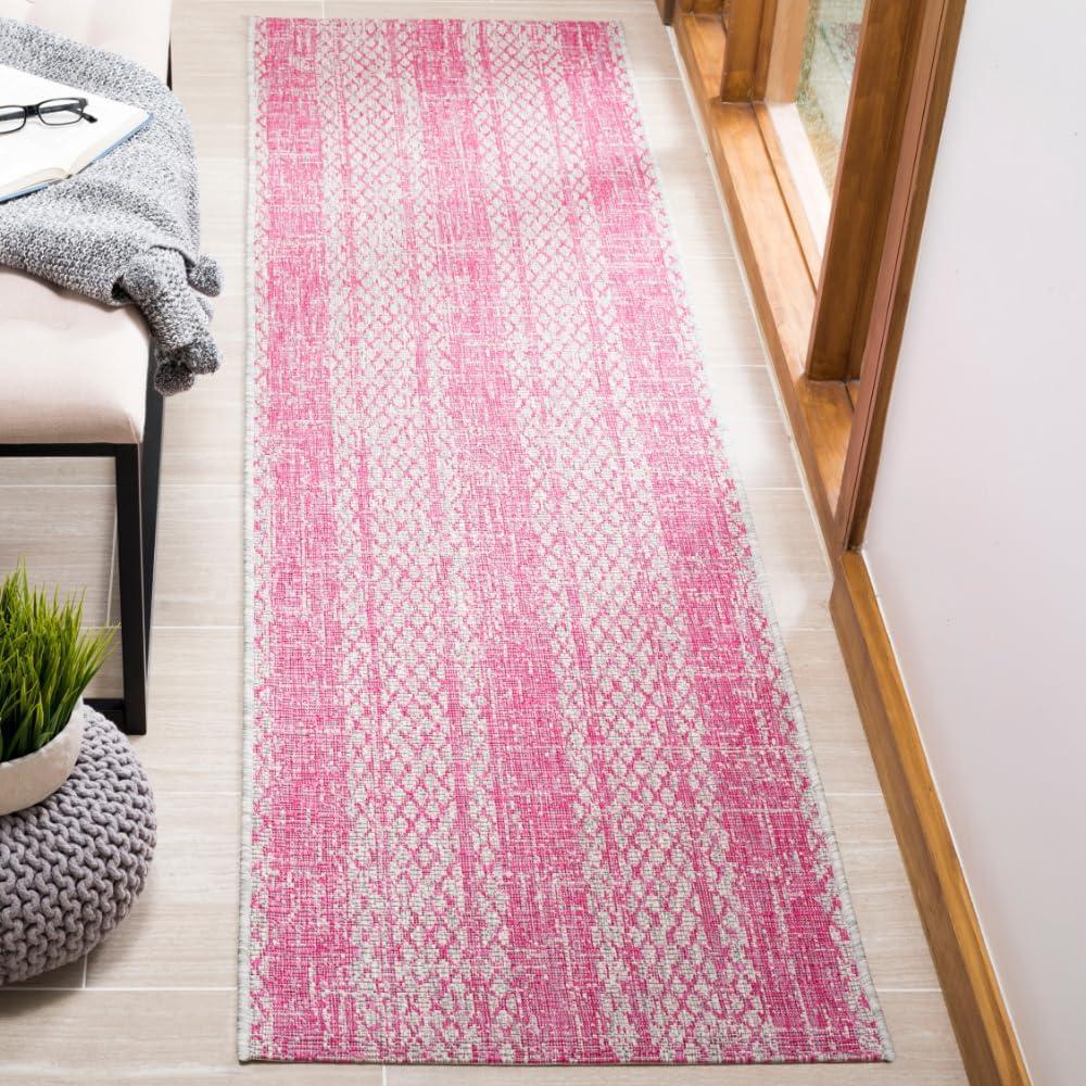 image:imageSAFAVIEH Washable Rug Outdoor Courtyard Collection 8 x 11 Light Grey amp Blue NonShedding amp Easy Cleaning Ideal for Patio Backyard Mudroom CY873636812Light GreyFuchsia