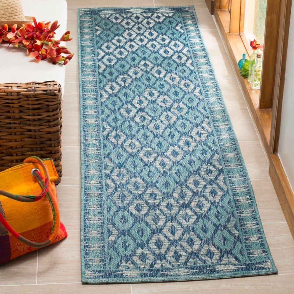 image:imageSAFAVIEH Washable Rug Outdoor Courtyard Collection 9 x 12 Navy amp Grey NonShedding amp Easy Cleaning Ideal for Patio Backyard Mudroom CY853136821NavyAqua