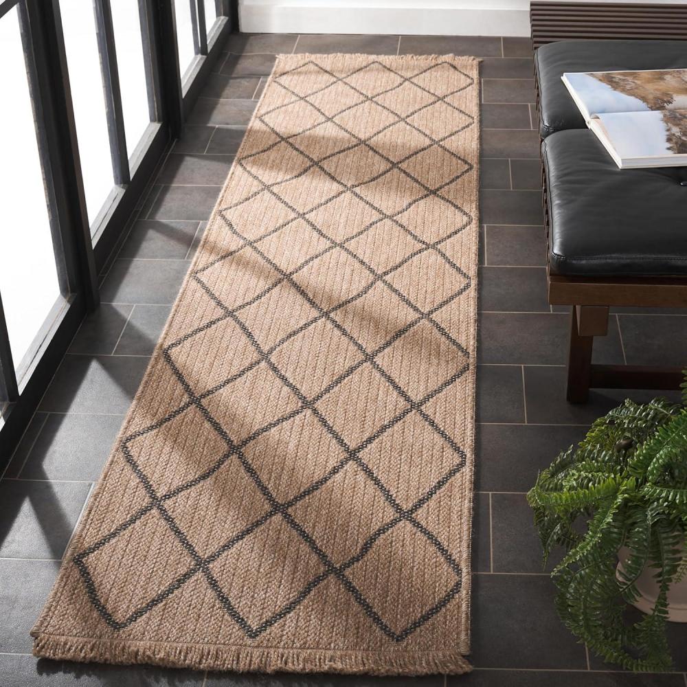 image:imageSAFAVIEH Washable Rug Outdoor Retreat Collection 53 x 76 Natural amp Black NonShedding amp Easy to Clean Ideal for Patio Backyard Mudroom RTE256BNaturalBlack