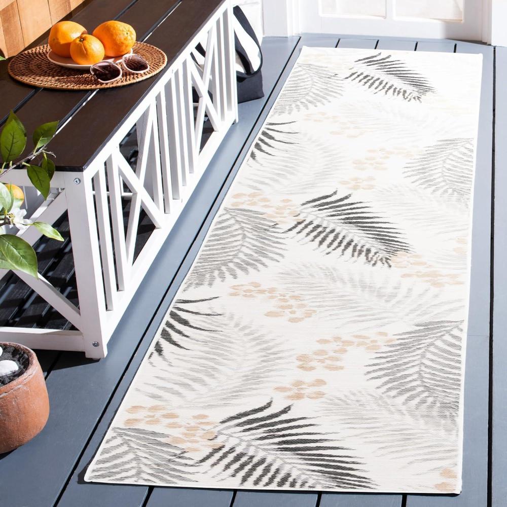 image:imageSAFAVIEH Washable Rug Outdoor Sunrise Collection 8 x 10 Ivory amp Blue Gold NonShedding amp Easy to Clean Ideal for Patio Backyard Mudroom SUN675AIvoryGrey Black