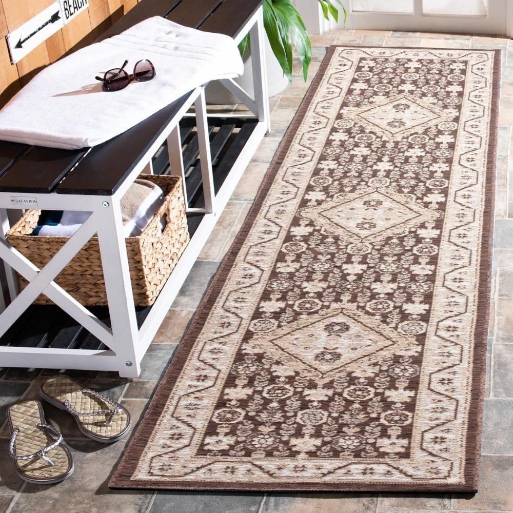 image:imageSAFAVIEH Washable Rug Outdoor Sunrise Collection 8 x 10 Ivory amp Rust Sage NonShedding amp Easy to Clean Ideal for Patio Backyard Mudroom SUN620AGreyBeige Black