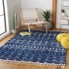 SAFAVIEH Area Rug 8×10 – Berber Fringe Shag Collection – Large – Cream & Dark Grey, Moroccan Design, Non-Shedding & Easy Cleaning, Thick Pile, Ideal for Living Room, Bedroom, Dining Space (BFG516A)(Navy/Ivory)