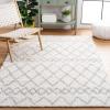 SAFAVIEH Area Rug 8×10 – Berber Shag Collection – Large – Navy & Ivory, Moroccan Design, Non-Shedding & Easy Cleaning, Plush Thick Pile, Ideal for Living Room, Bedroom, Dining Space (BER165N)(Ivory/Light Grey)