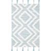 SAFAVIEH Area Rug 8×10 – Kenya Collection – Large – Black & Ivory, Handmade Wool, Moroccan Tassel Design, Ideal for Living Room, Bedroom, Dining Space (KNY331Z)(Aqua/Ivory)