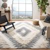 SAFAVIEH Area Rug 8×10 – Kenya Collection – Large – Grey & Ivory, Handmade Wool, Moroccan Boho Tribal Design, Ideal for Living Room, Bedroom, Dining Space (KNY451F)(Black/Ivory)