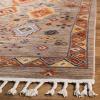 SAFAVIEH Farmhouse Collection Accent Rug – 4′ x 5’4″, Taupe & Orange, Boho Tribal Tassel Design, Non-Shedding & Easy Care, Ideal for High Traffic Areas in Entryway, Living Room, Bedroom (FMH848E)(Taupe/Orange)