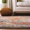 SAFAVIEH Farmhouse Collection Accent Rug – 4′ x 5’4″, Taupe & Orange, Boho Tribal Tassel Design, Non-Shedding & Easy Care, Ideal for High Traffic Areas in Entryway, Living Room, Bedroom (FMH848E)(Taupe/Orange)