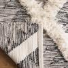 SAFAVIEH Kenya Collection Area Rug – 6′ x 9′, Silver & Ivory, Handmade Moroccan Boho Tribal Wool, Ideal for High Traffic Areas in Living Room, Bedroom (KNY455G)(Black/Ivory)