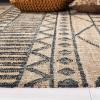 SAFAVIEH Kilim Collection Area Rug – 5′ x 8′, Blue & Beige, Handmade Moroccan Boho Jute & Cotton, Ideal for High Traffic Areas in Living Room, Bedroom (KLM752H)(Natural/Charcoal)