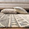 SAFAVIEH Kilim Collection Area Rug – 5′ x 8′, Blue & Beige, Handmade Moroccan Boho Jute & Cotton, Ideal for High Traffic Areas in Living Room, Bedroom (KLM752H)(Blue/Beige)