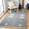 SAFAVIEH Kilim Collection Area Rug – 5′ x 8′, Grey & Ivory, Handmade Moroccan Boho Rustic Cotton, Ideal for High Traffic Areas in Living Room, Bedroom (KLM851F)(Charcoal/Ivory)