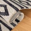 SAFAVIEH Micro-Loop Collection Area Rug – 5′ Square, Navy & Ivory, Handmade Moroccan Tribal Wool, Ideal for High Traffic Areas in Living Room, Bedroom (MLP153N)(Ivory/Charcoal)
