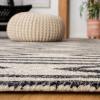 SAFAVIEH Micro-Loop Collection Area Rug – 5′ Square, Navy & Ivory, Handmade Moroccan Tribal Wool, Ideal for High Traffic Areas in Living Room, Bedroom (MLP153N)(Ivory/Charcoal)