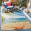 SAFAVIEH Washable Rug Outdoor Barbados Collection – 8′ x 10’5″, Gold & Blue, Non-Shedding & Easy to Clean, Ideal for Patio, Backyard, Mudroom (BAR515A)(Gold/Blue)
