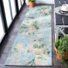SAFAVIEH Washable Rug Outdoor Barbados Collection – 8′ x 10’5″, Light Blue & Green, Non-Shedding & Easy to Clean, Ideal for Patio, Backyard, Mudroom (BAR522M)(Light Blue/Green)