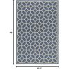 SAFAVIEH Washable Rug Outdoor Beach House Collection – 8′ x 10′, Beige & Cream, Non-Shedding & Easy to Clean, Ideal for Patio, Backyard, Mudroom (BHS127D)(Blue/Creme)