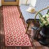 SAFAVIEH Washable Rug Outdoor Beach House Collection – 8′ x 10′, Beige & Cream, Non-Shedding & Easy to Clean, Ideal for Patio, Backyard, Mudroom (BHS127D)(Red/Creme)