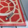 SAFAVIEH Washable Rug Outdoor Beach House Collection – 8′ x 10′, Beige & Cream, Non-Shedding & Easy to Clean, Ideal for Patio, Backyard, Mudroom (BHS127D)(Red/Creme)