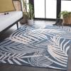 SAFAVIEH Washable Rug Outdoor Beach House Collection – 8′ x 10′, Blue & Ivory, Non-Shedding & Easy to Clean, Ideal for Patio, Backyard, Mudroom (BHS294M)(Blue/Ivory)