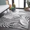 SAFAVIEH Washable Rug Outdoor Beach House Collection – 8′ x 10′, Blue & Ivory, Non-Shedding & Easy to Clean, Ideal for Patio, Backyard, Mudroom (BHS294M)(Charcoal/Ivory)