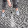 SAFAVIEH Washable Rug Outdoor Beach House Collection – 8′ x 10′, Charcoal & Grey, Non-Shedding & Easy to Clean, Ideal for Patio, Backyard, Mudroom (BHS288H)(Charcoal/Grey)