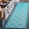 SAFAVIEH Washable Rug Outdoor Bermuda Collection – 8′ x 10′, Ivory & Charcoal, Non-Shedding & Easy to Clean, Ideal for Patio, Backyard, Mudroom (BMU810A)(Aqua/Grey)